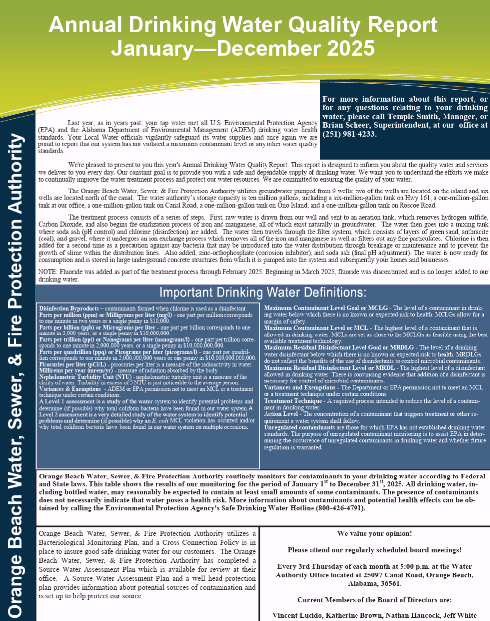 Download he 2025 Dinking Water Quality Report