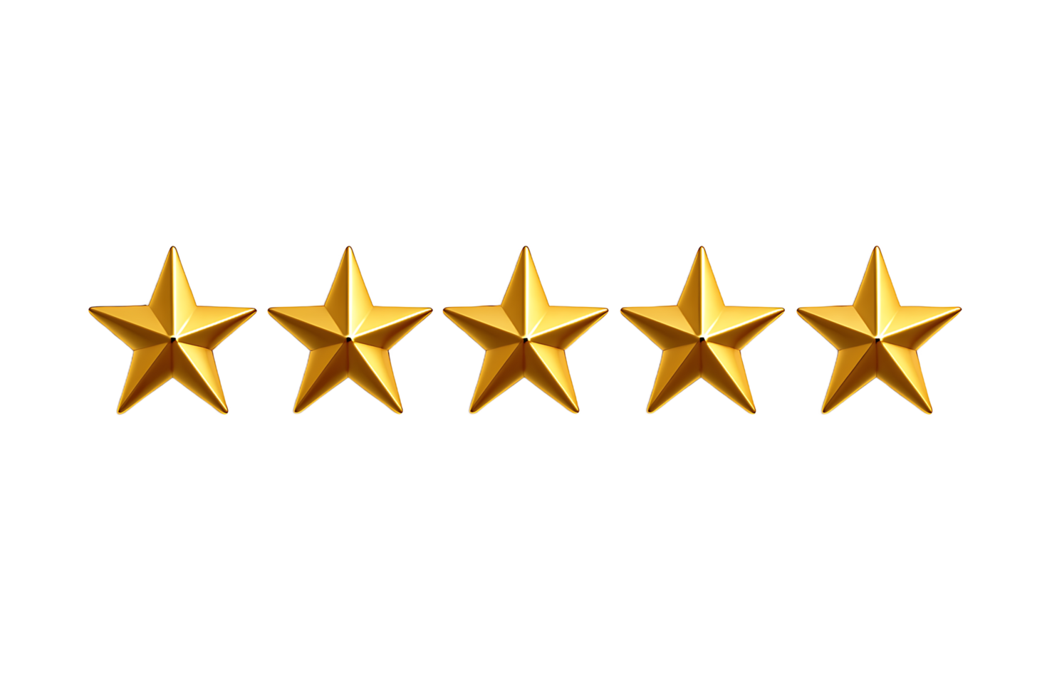 Five gold stars aligned horizontally against a black background.