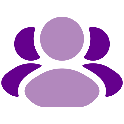 A stylized icon of a person with purple and lavender colors.