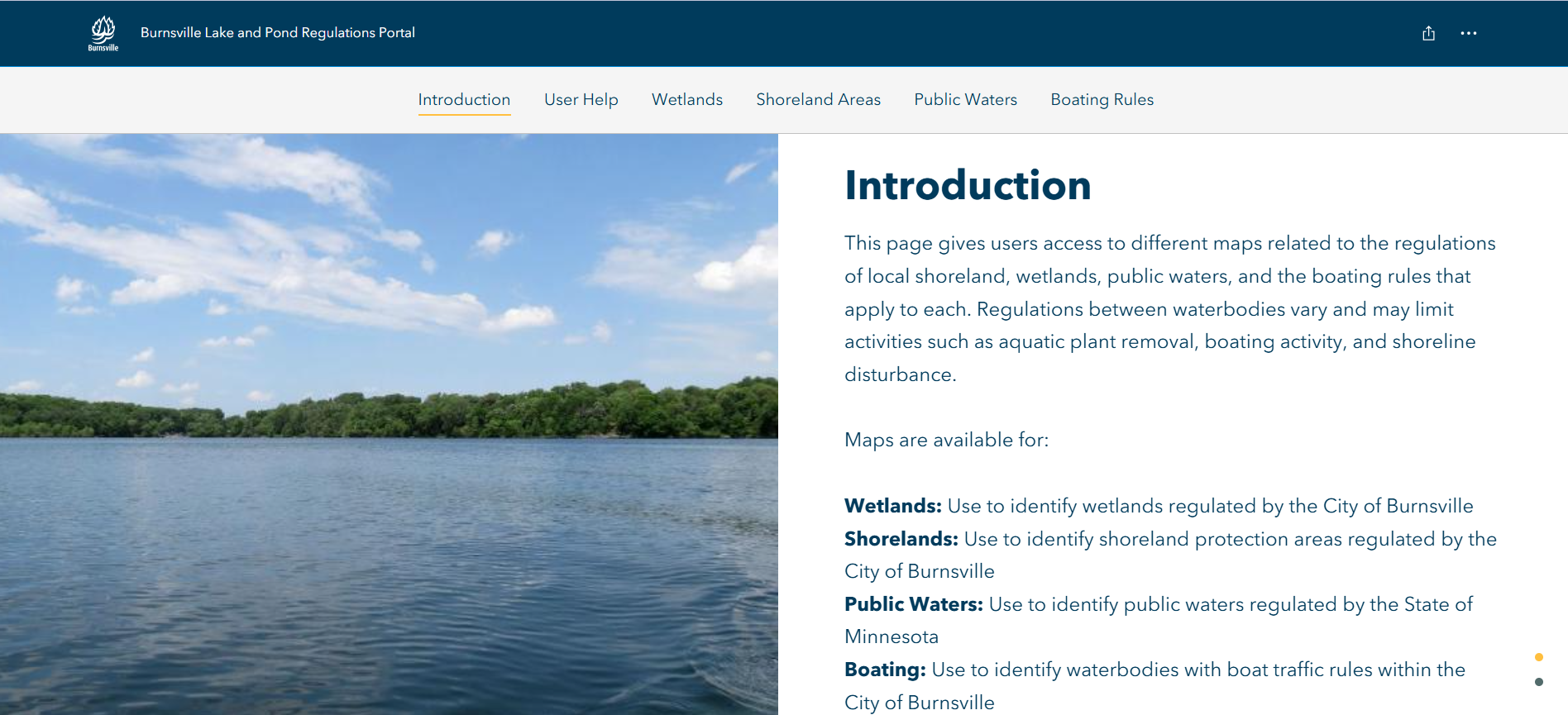 Lakes and Ponds StoryMap