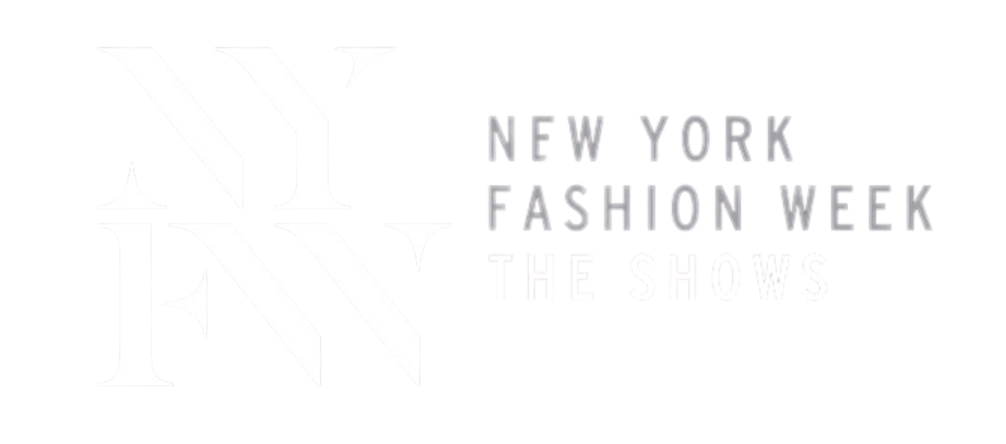 New York Fashion Week logo with large stylized letters 'NY'