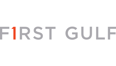The logo of FIRST Gulf with the words 'FIRST GULF' in gray, featuring a stylized red and black number one.