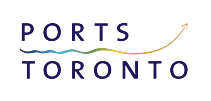 Graphic design with the words "Portis Toronto" and colorful lines resembling a graph or timeline.