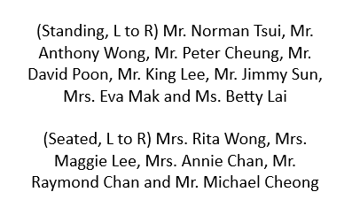A list of names categorized into standing and seated groups.