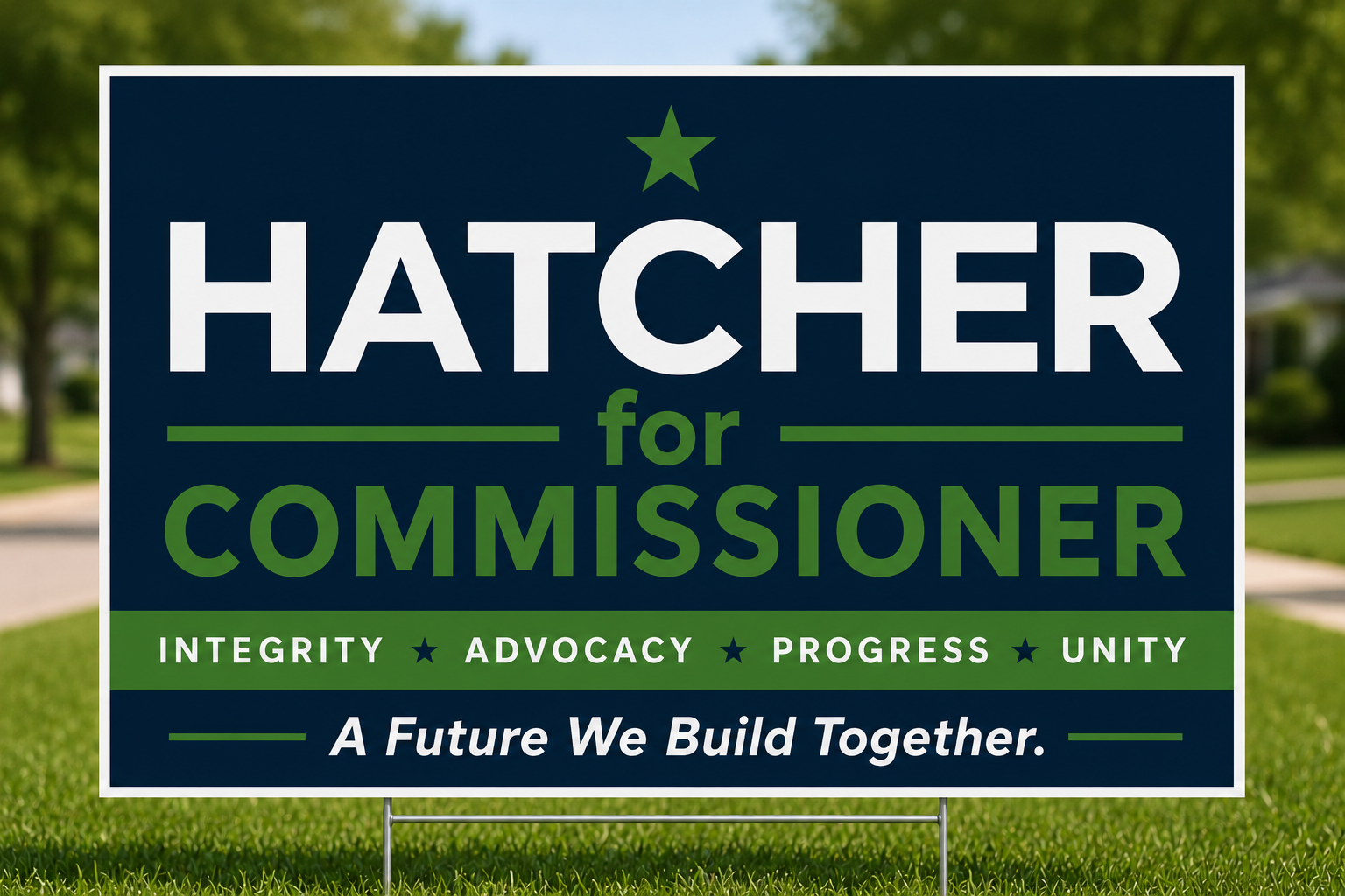 Hatcher for Commissioner Campaign Sign