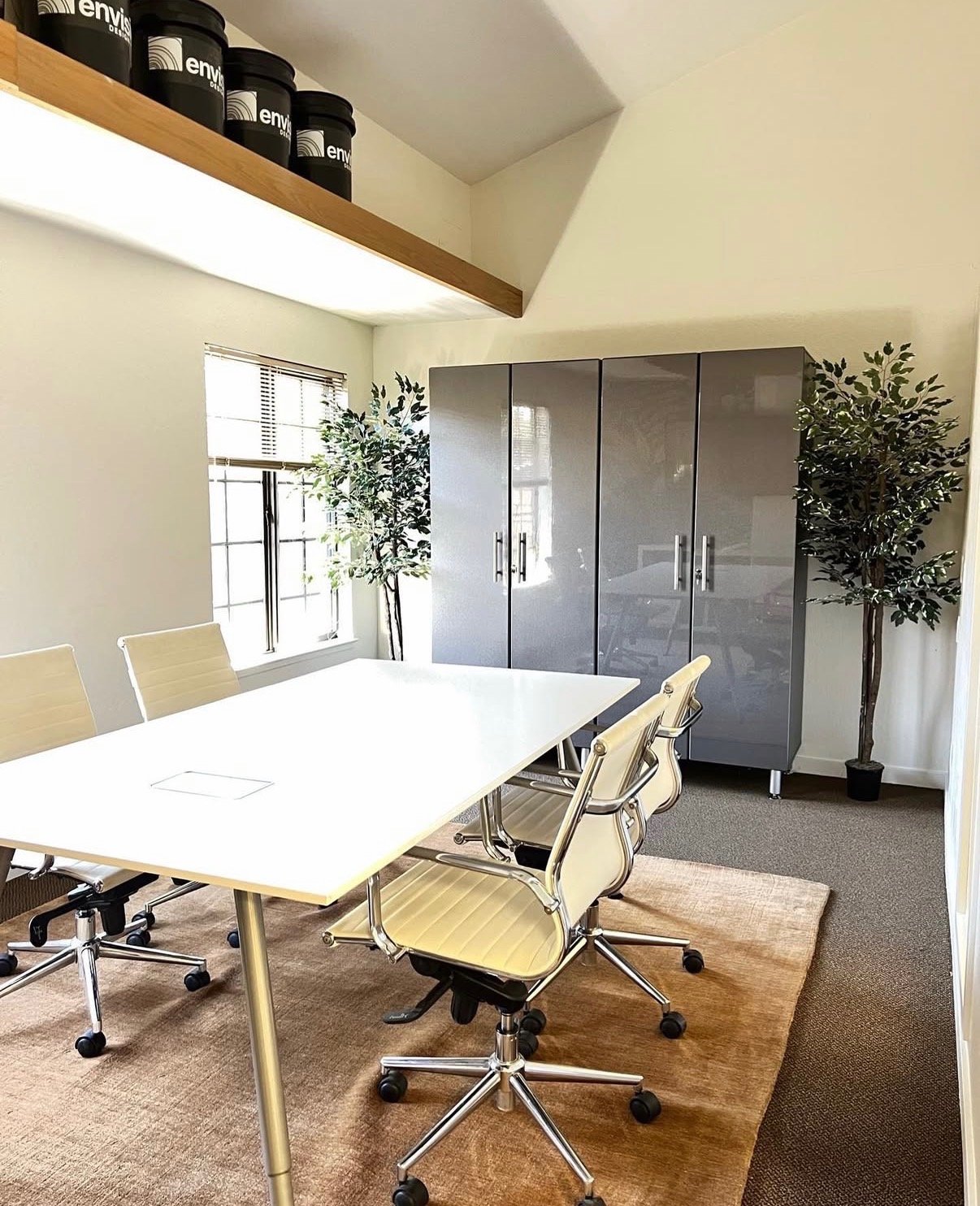 Organized conference room with modern office furniture
