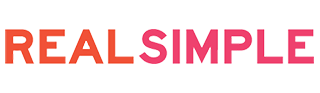 The words 'REAL SIMPLE' in bold uppercase letters, with 'REAL' in red and 'SIMPLE' in pink.
