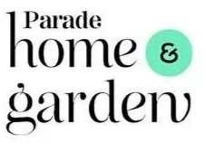 Text reading 'Parade home & garden' with a light green circle containing a lowercase 'e'.