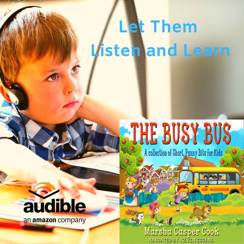 The Busy Bus children’s audiobook artwork.