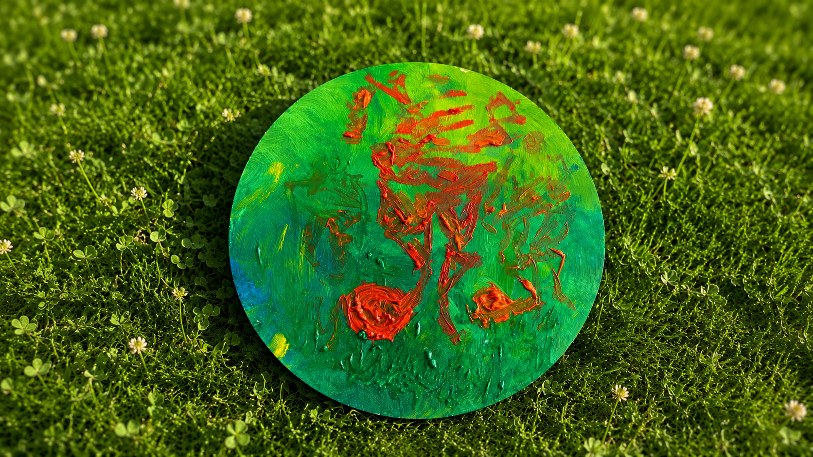Original football painting by Selin Sebby featuring red players on a green field and exploring passion, movement, competition and inner peace. football painting, soccer wall art, contemporary sports art, green oil painting, expressive football