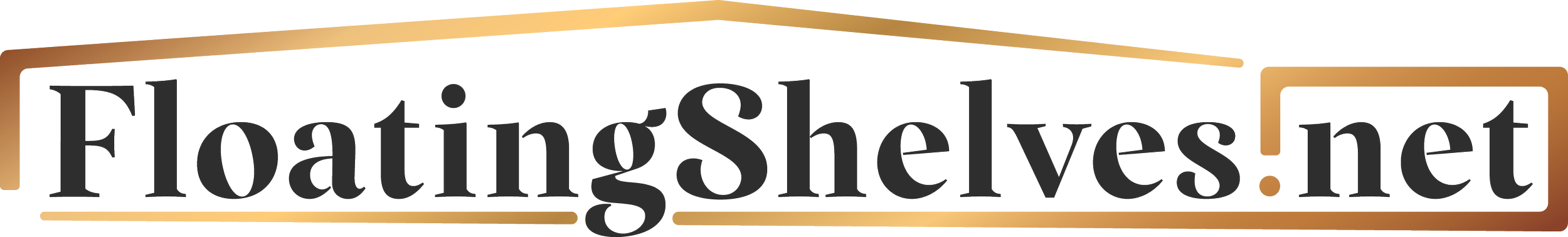 Logo for FloatingShelves.net featuring black text on a white background with gold accents.