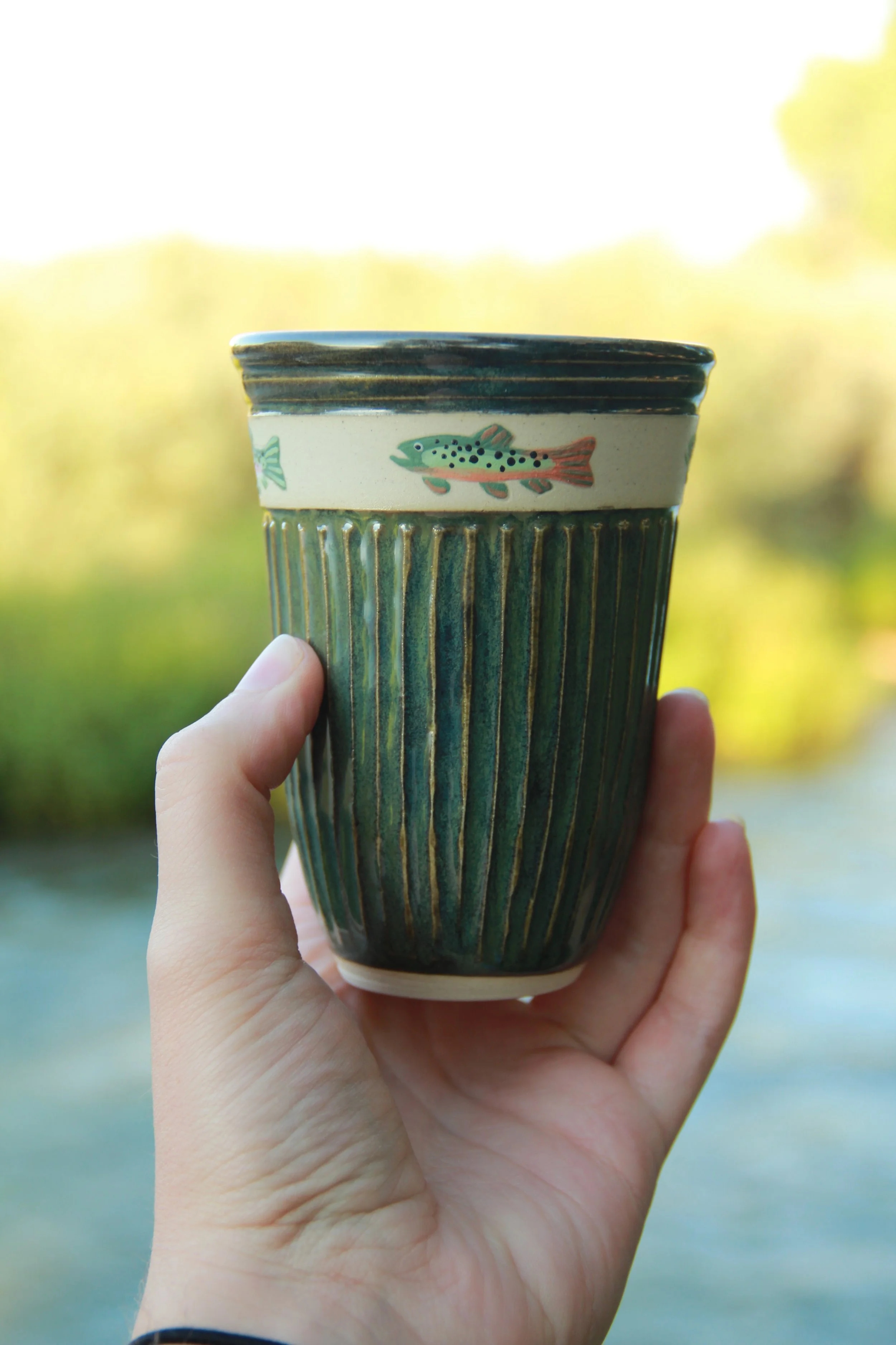 Trout Carved Cup
