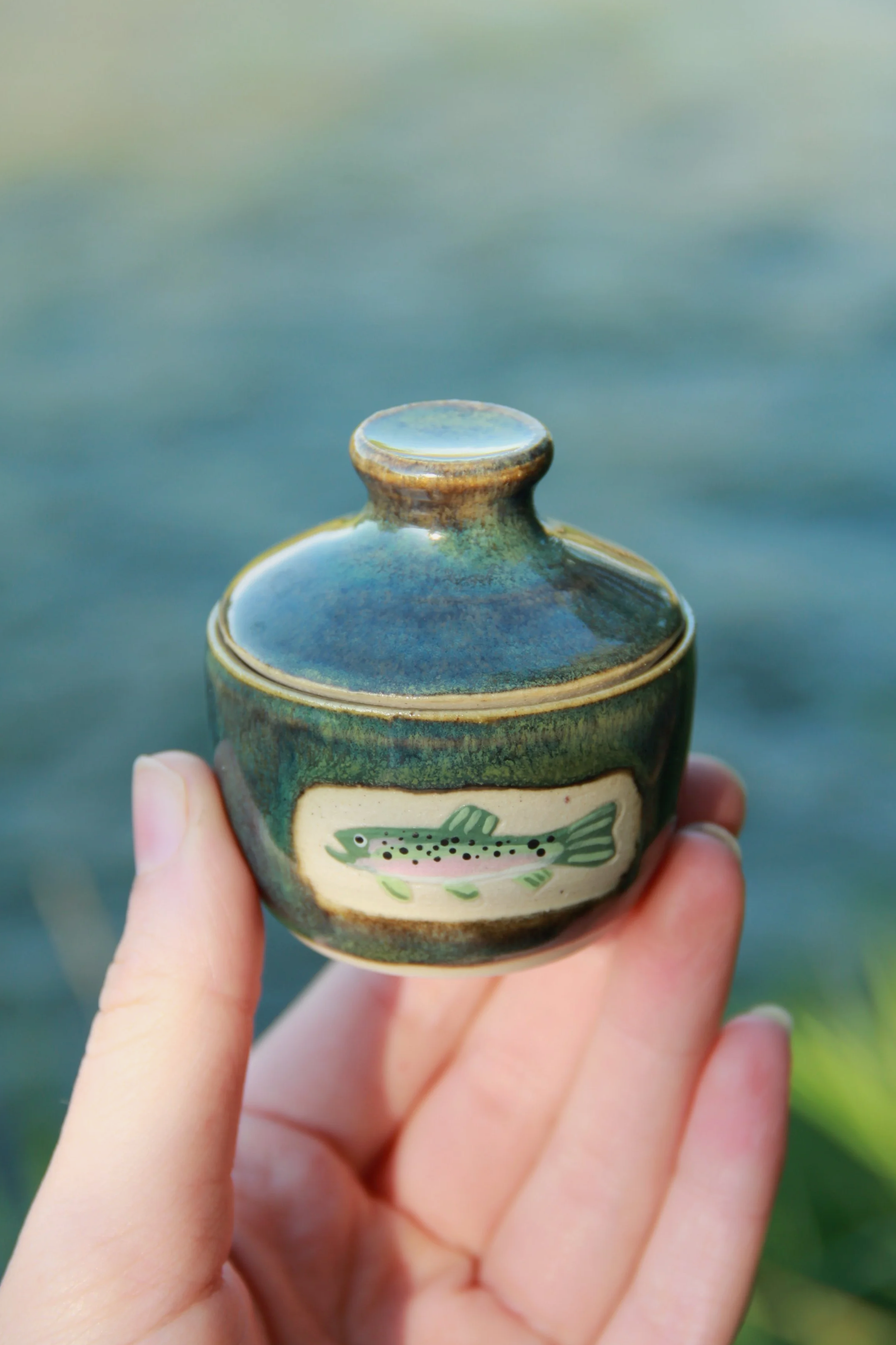 Trout Tiny Lidded Jar