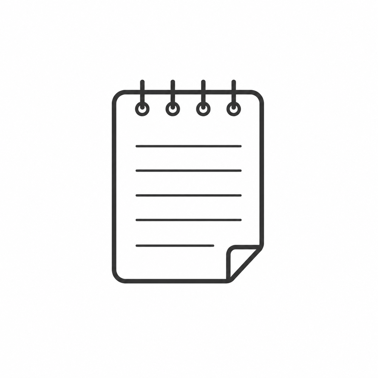 Icon of a notepad with a curled corner and horizontal lines representing text.