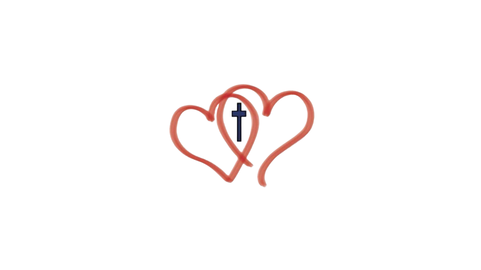 A logo element representing Common Grace Ministries, featuring two intertwined hearts, one containing a cross, and horizontal pink and teal light streaks.