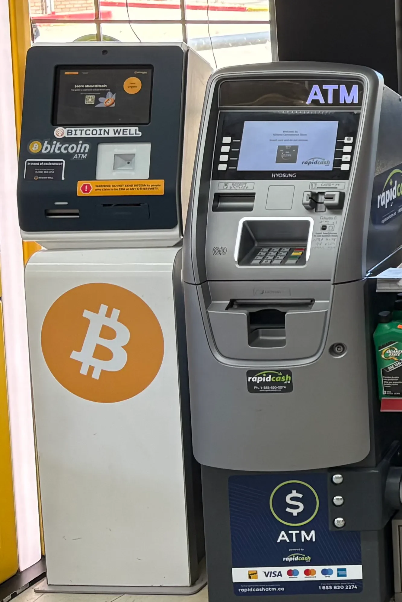 In-store Bitcoin ATM and cash withdrawal ATM for customer convenience