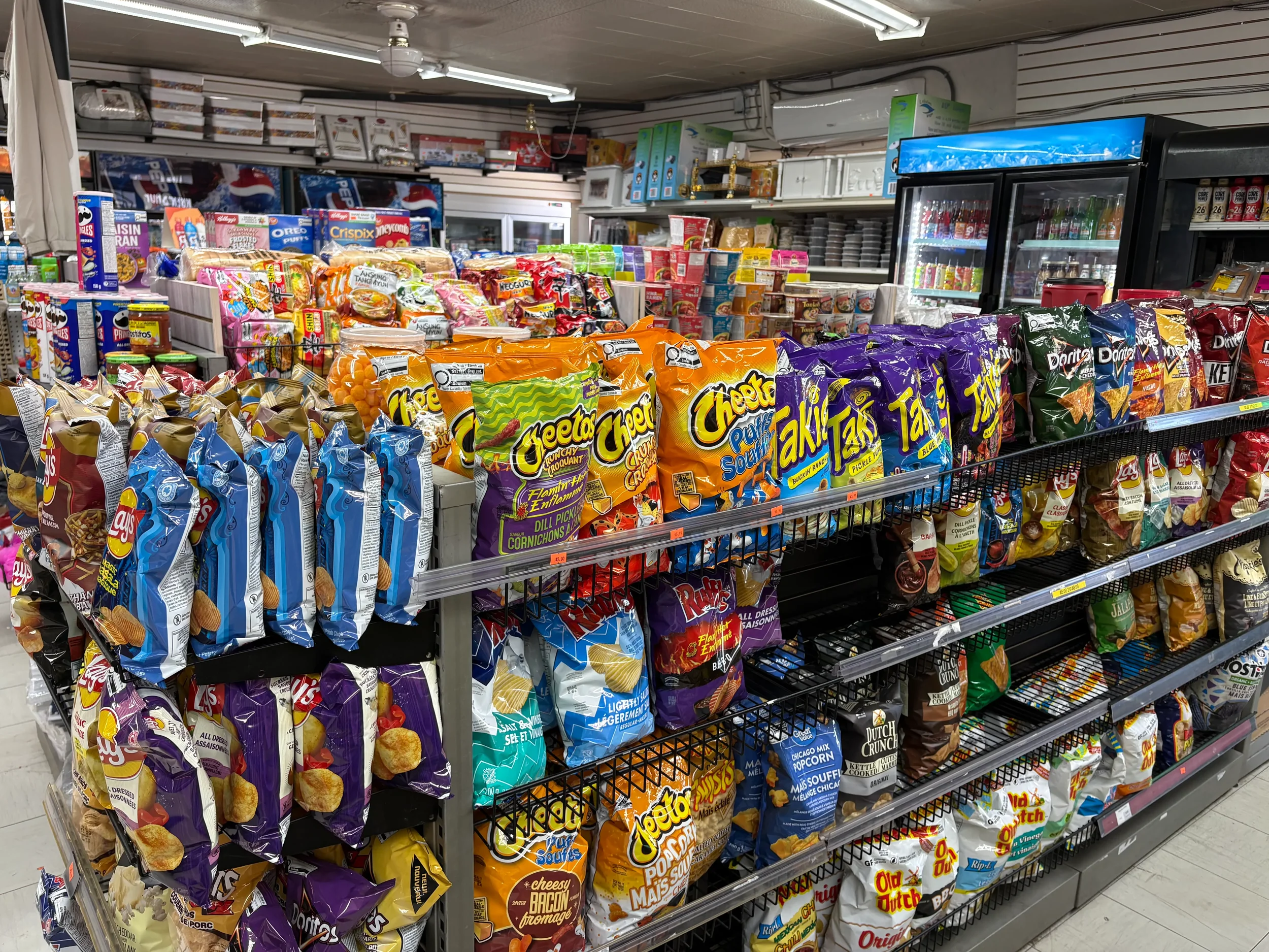 Assorted chips and snacks available at Athlon Food Store convenience store