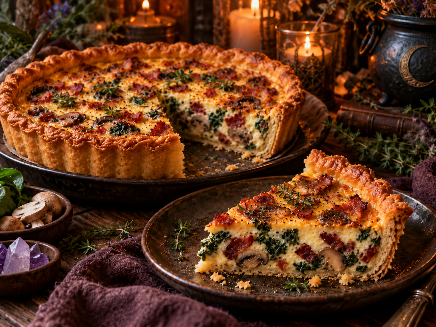 Candlelit Spinach Bacon Quiche Feast.png