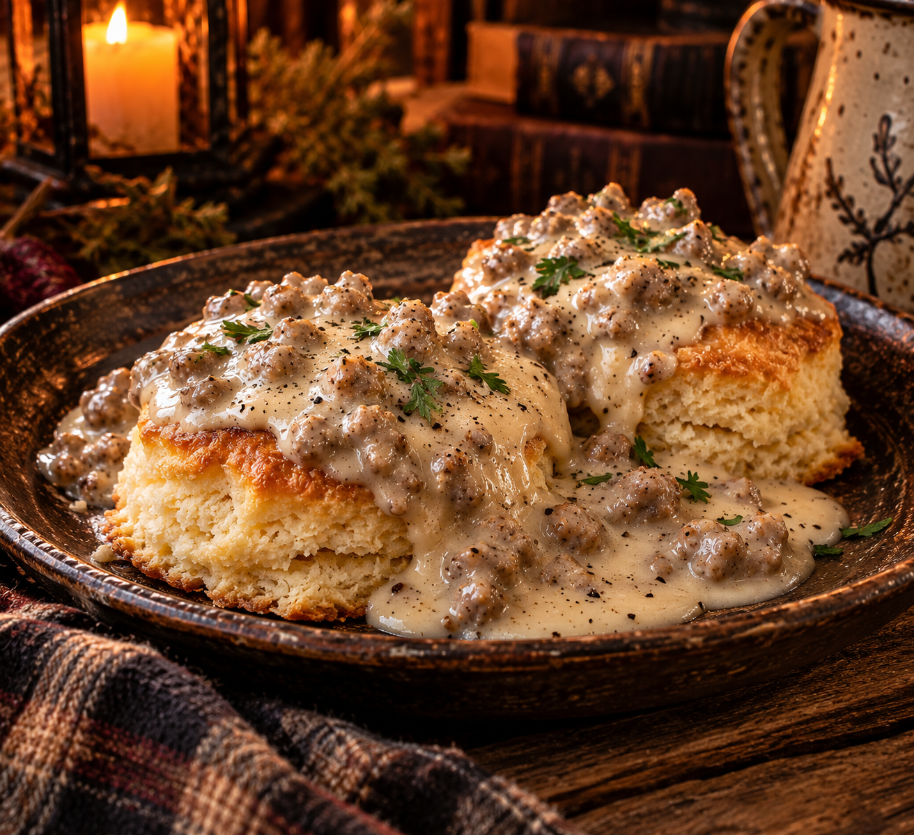 Rustic Biscuits with Sausage Gravy.png