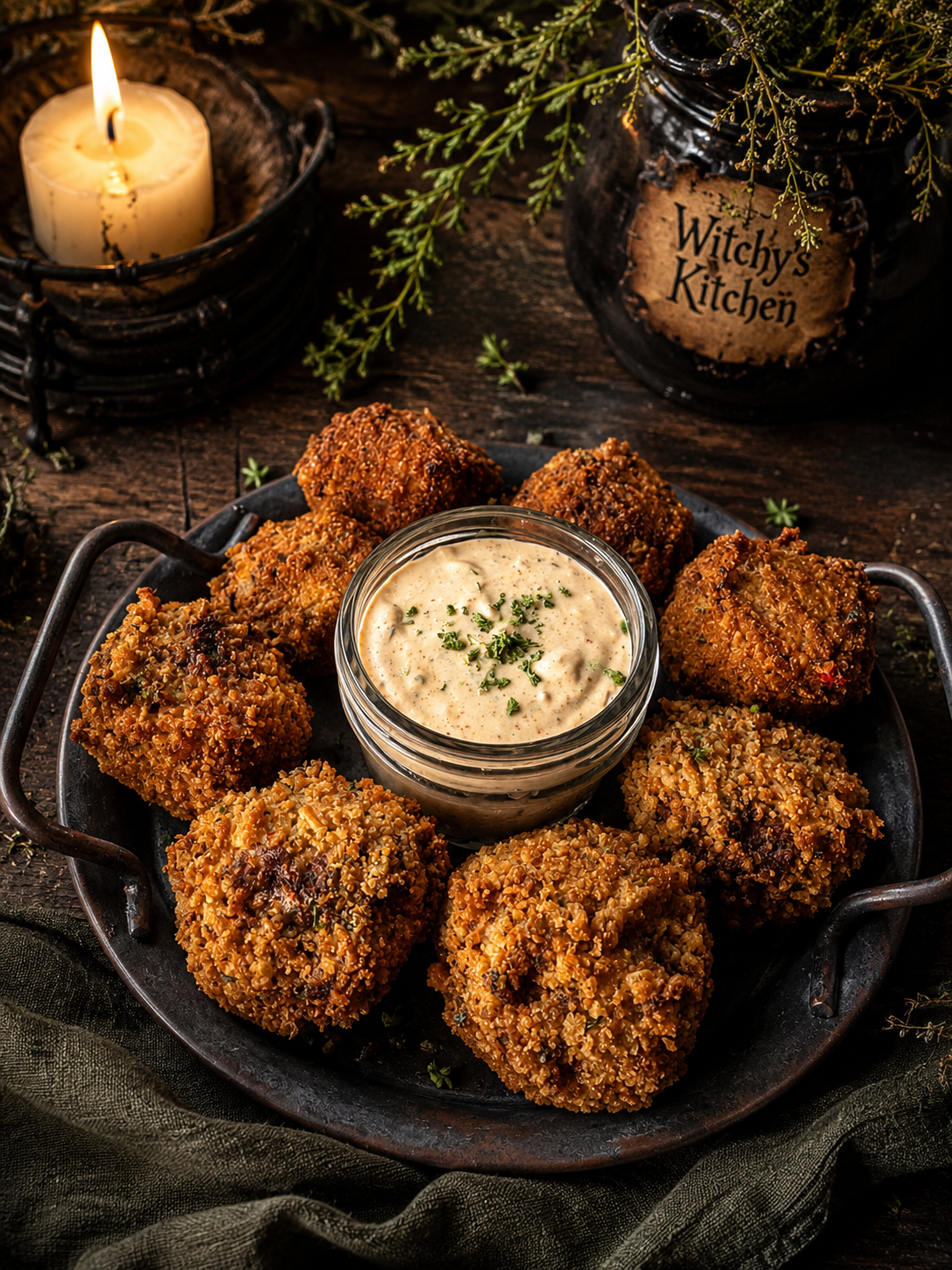 Bayou Hex Boudin Balls w/ Voodoo Sauce