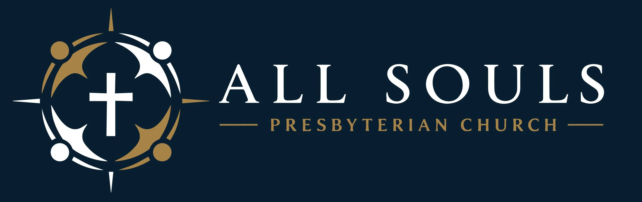 Logo of All Souls Presbyterian Church with a cross and a circular design.