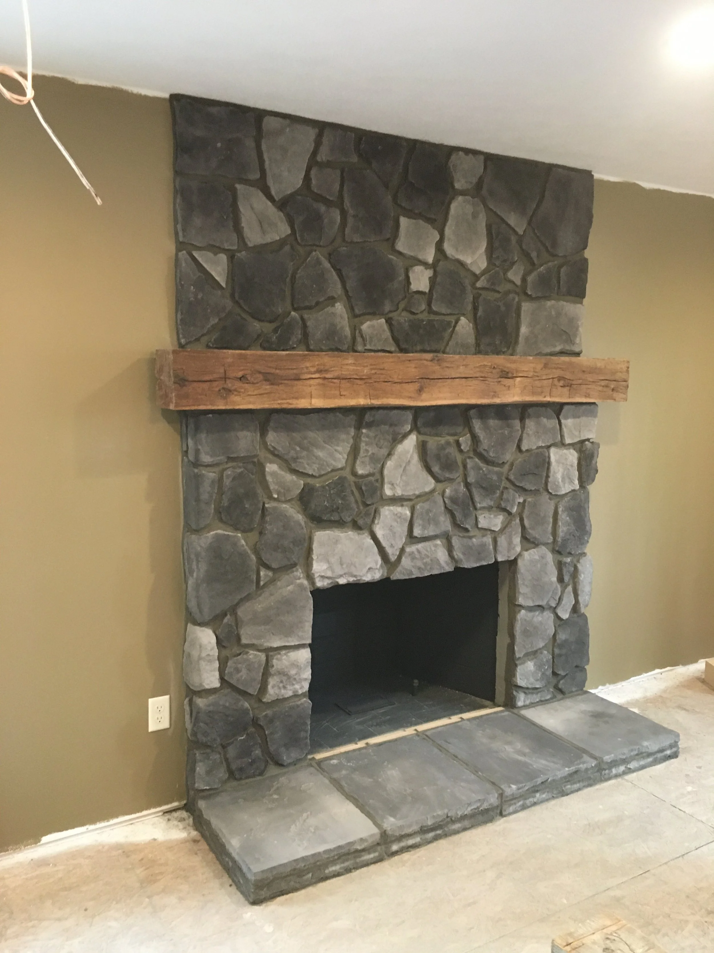 Stone Fireplace with Mantle