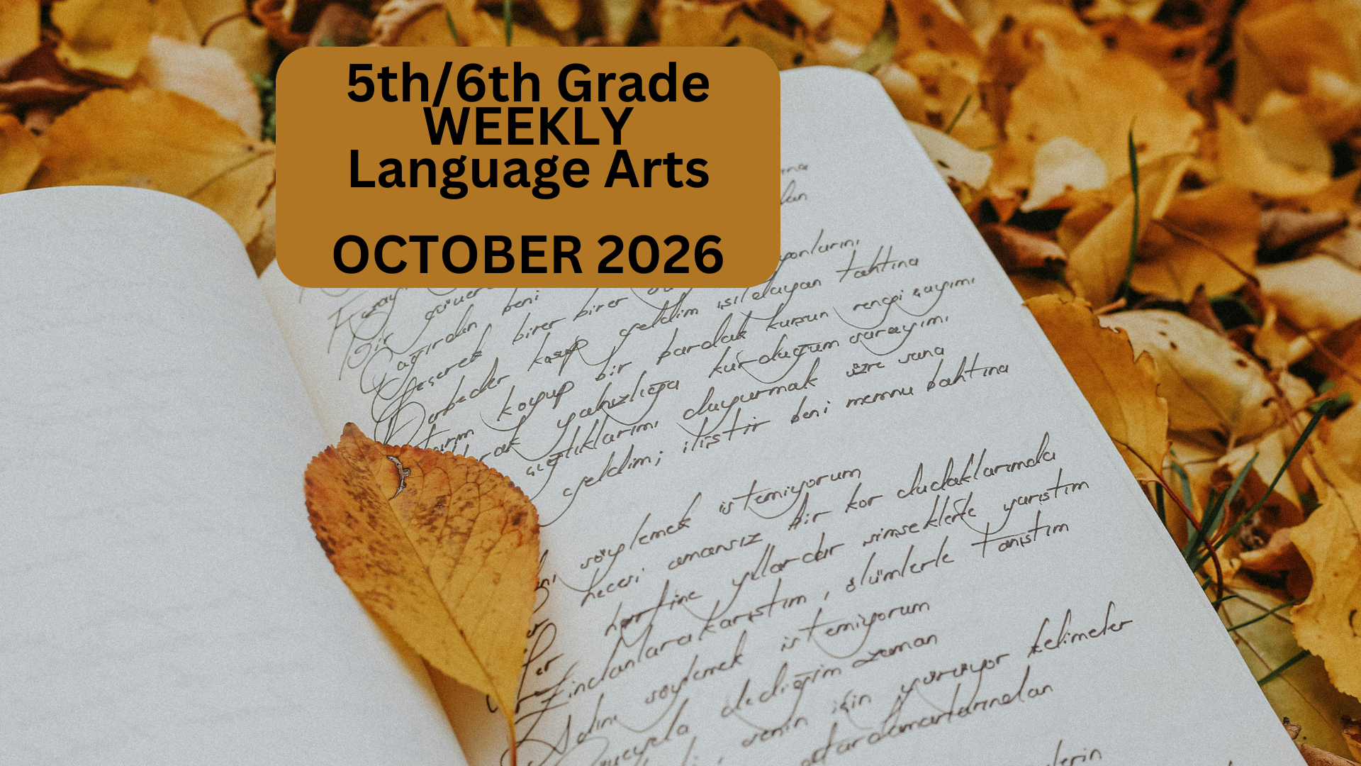 5th/6th Grade WEEKLY Course: October 2026