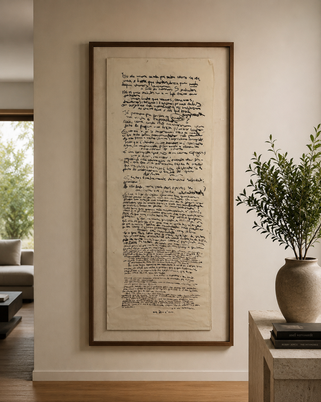 texto Deus me livre escrito a mao sobre canvas