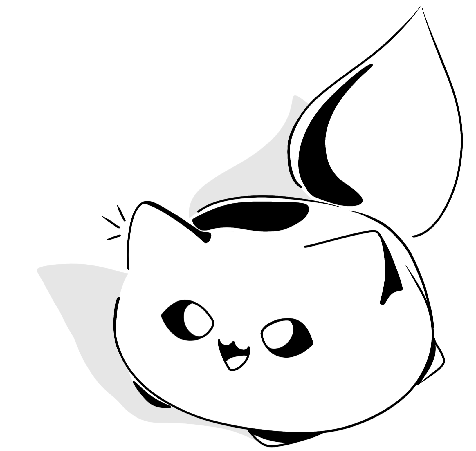 Cute, Cat, Milky, Hungry Gemini Cat, Cartoon Cat, Drawing of Cat