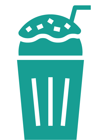 Icon of a soda or milkshake with a straw and a lid.