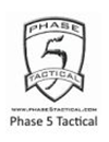 Logo for Phase 5 Tactical with a shield design, featuring the words 'PHASE 5' at the top and 'TACTICAL' at the bottom.