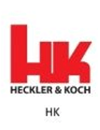 Heckler & Koch logo with red letters HK and black text