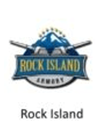 Rock Island Arsenal logo featuring a cannon and a globe with mountains behind.