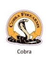 Cobra Firearms logo featuring a stylized cobra snake coiled around a barrel with the text 'Cobra Firearms' above and a circular border