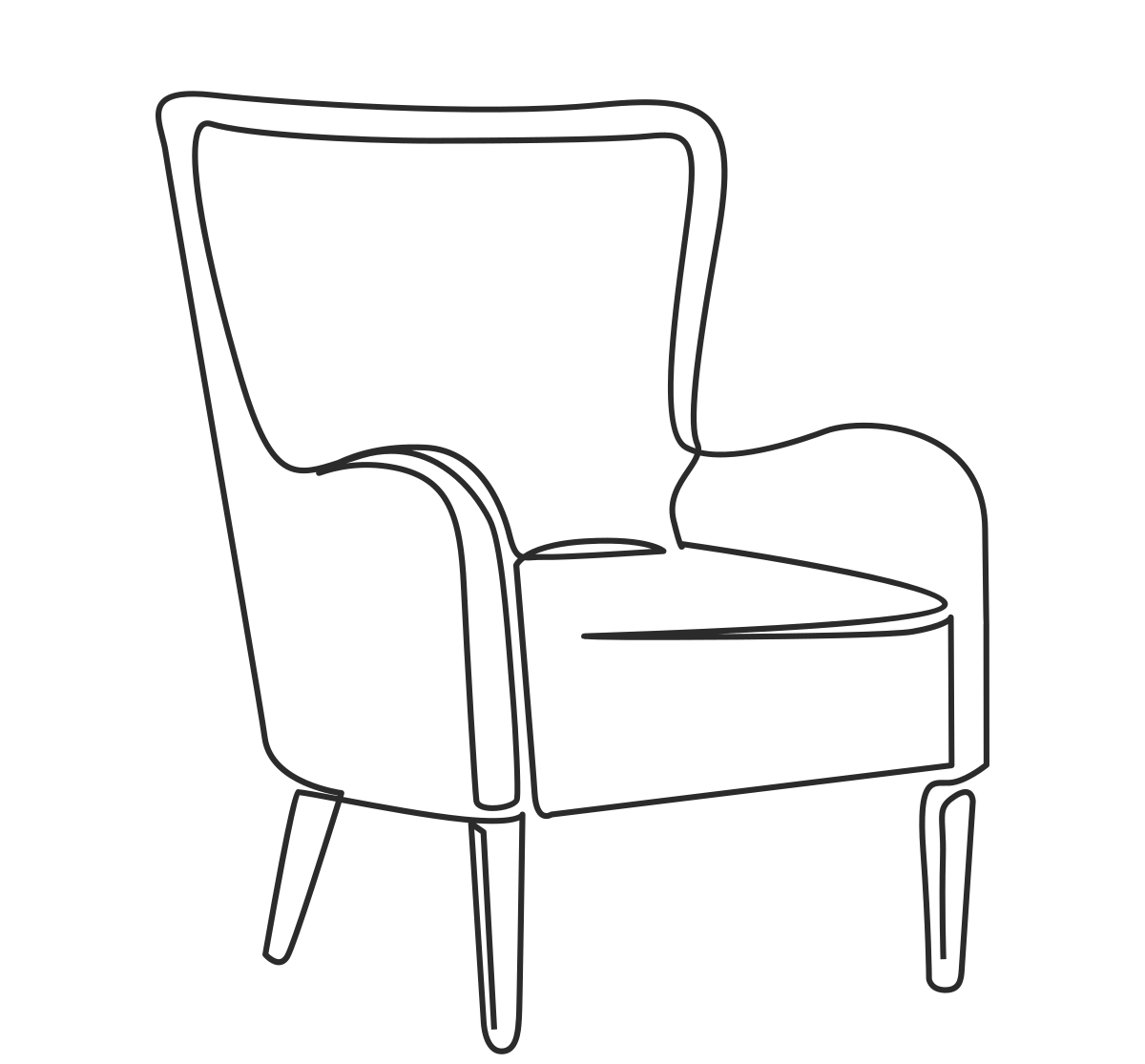Think black outline of a comfortable chair for psychotherapy