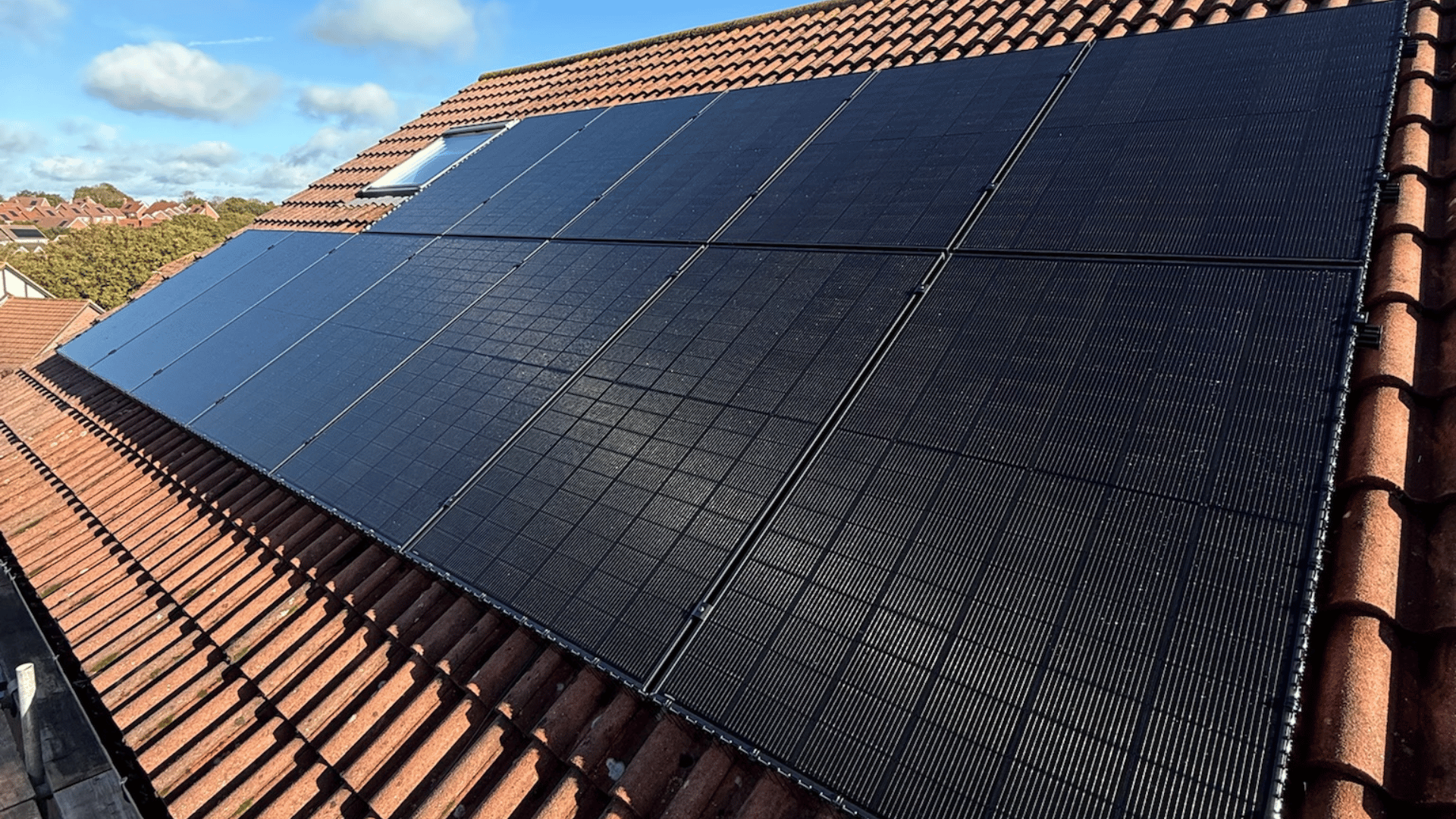 Solar panels on a house roof