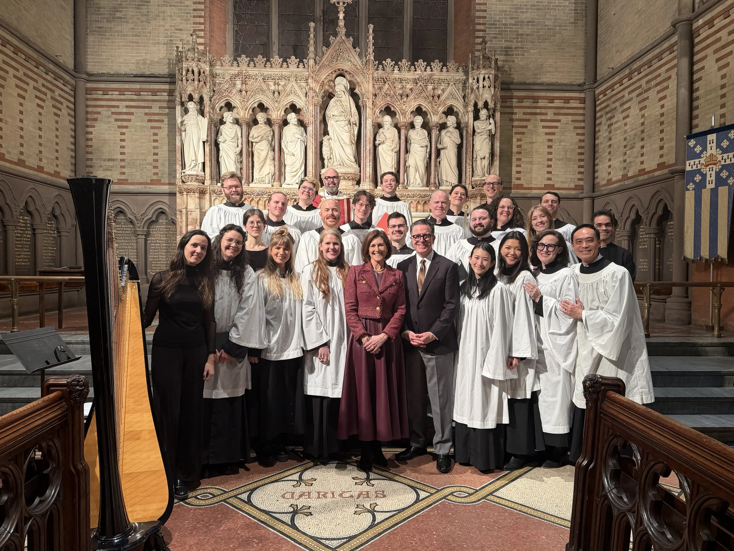 Performing music by Buck McDaniel at the Dean’s Cross ceremony honoring Stephen Colbert and Evelyn McGee-Colbert for Servant Leadership. The General Theological Seminary, New York City, February 2026