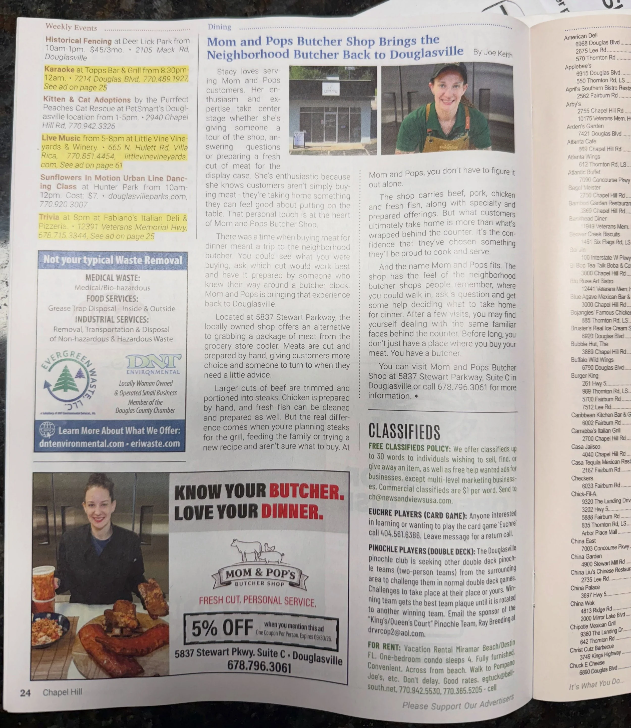 📰 Look what just hit the pages of Chapel Hill News &amp; Views!

We are so excited and grateful to have Mom and Pops Butcher Shop featured in this month&rsquo;s issue! ❤️🥩

Our goal has always been to bring that old-fashioned neighborhood butcher s