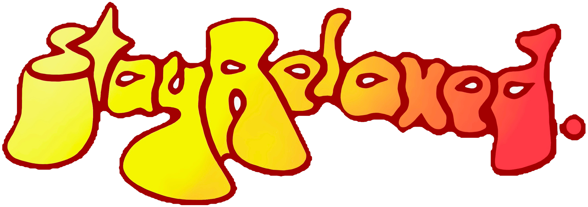 Colorful, stylized text that reads 'Jalapenos', transitioning from yellow to red.