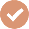 Checkmark icon in a brown circle