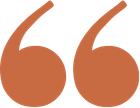 Image of stylized quotation marks in brown color on a transparent background.