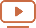Play button on a computer screen icon