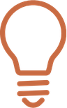 Icon of a lightbulb with a black background.