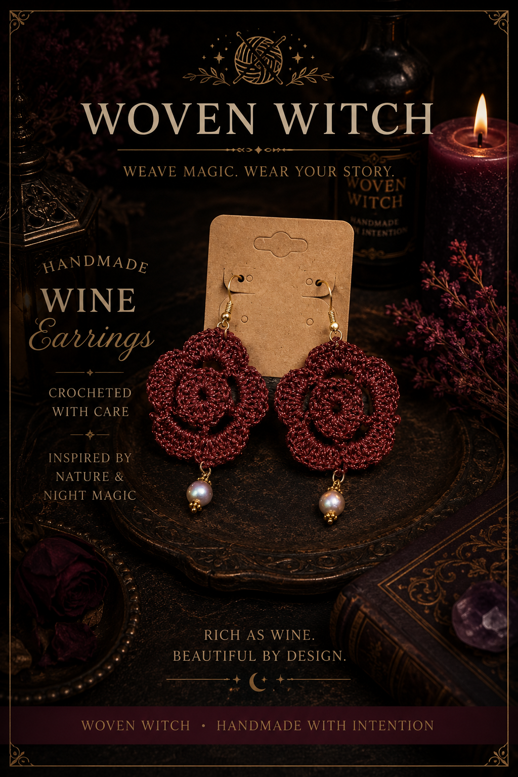Wine Flower Earrings