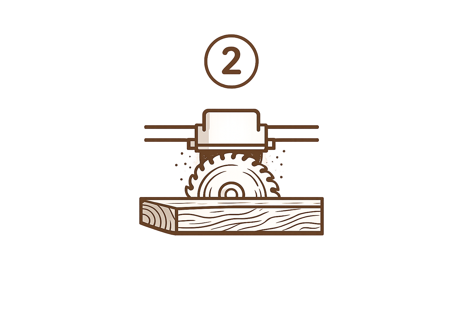 Illustration of a circular saw cutting through a piece of wood