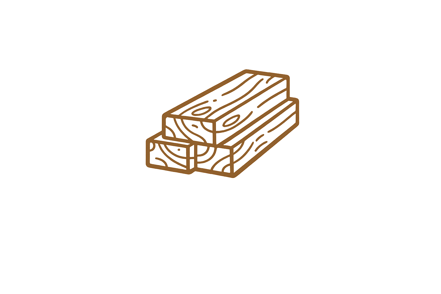 Outline drawing of two wooden logs stacked on each other.
