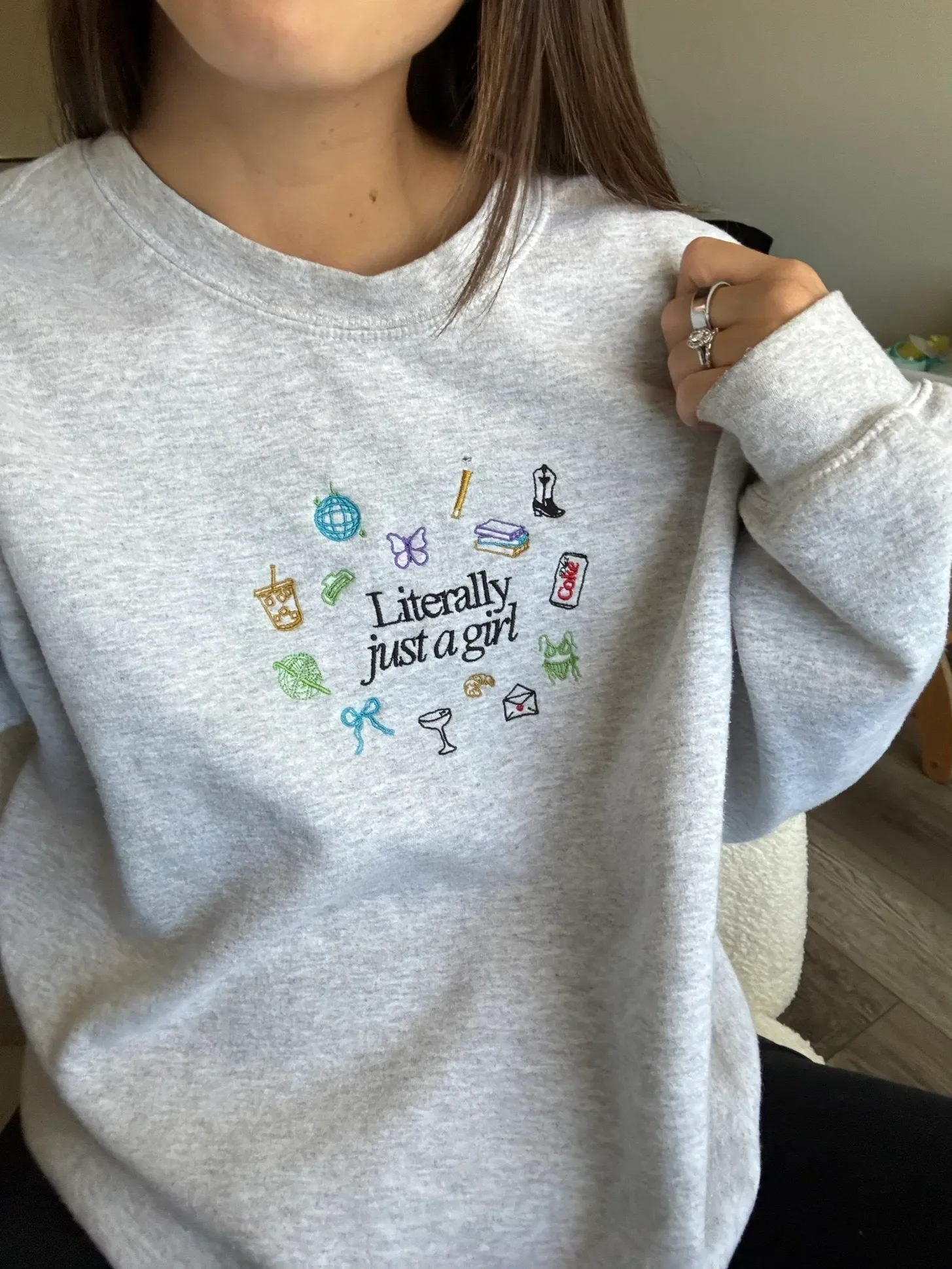 literally just a girl crewneck