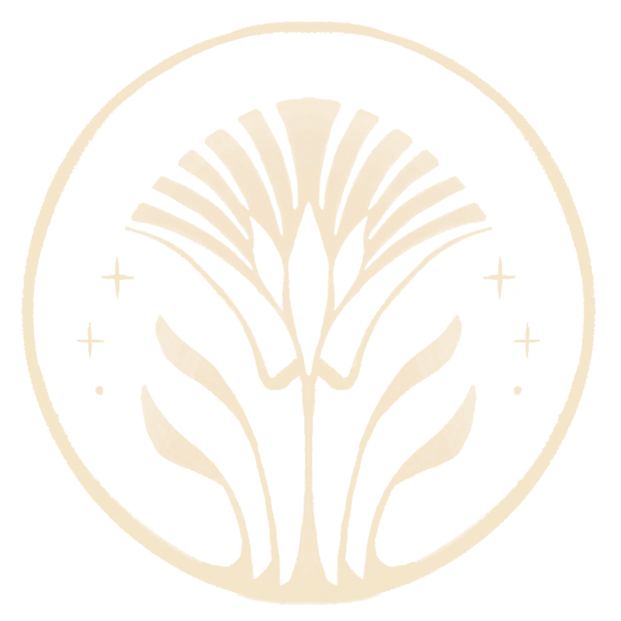 A stylized illustration of a swan with outstretched wings, surrounded by stars inside a circular border.