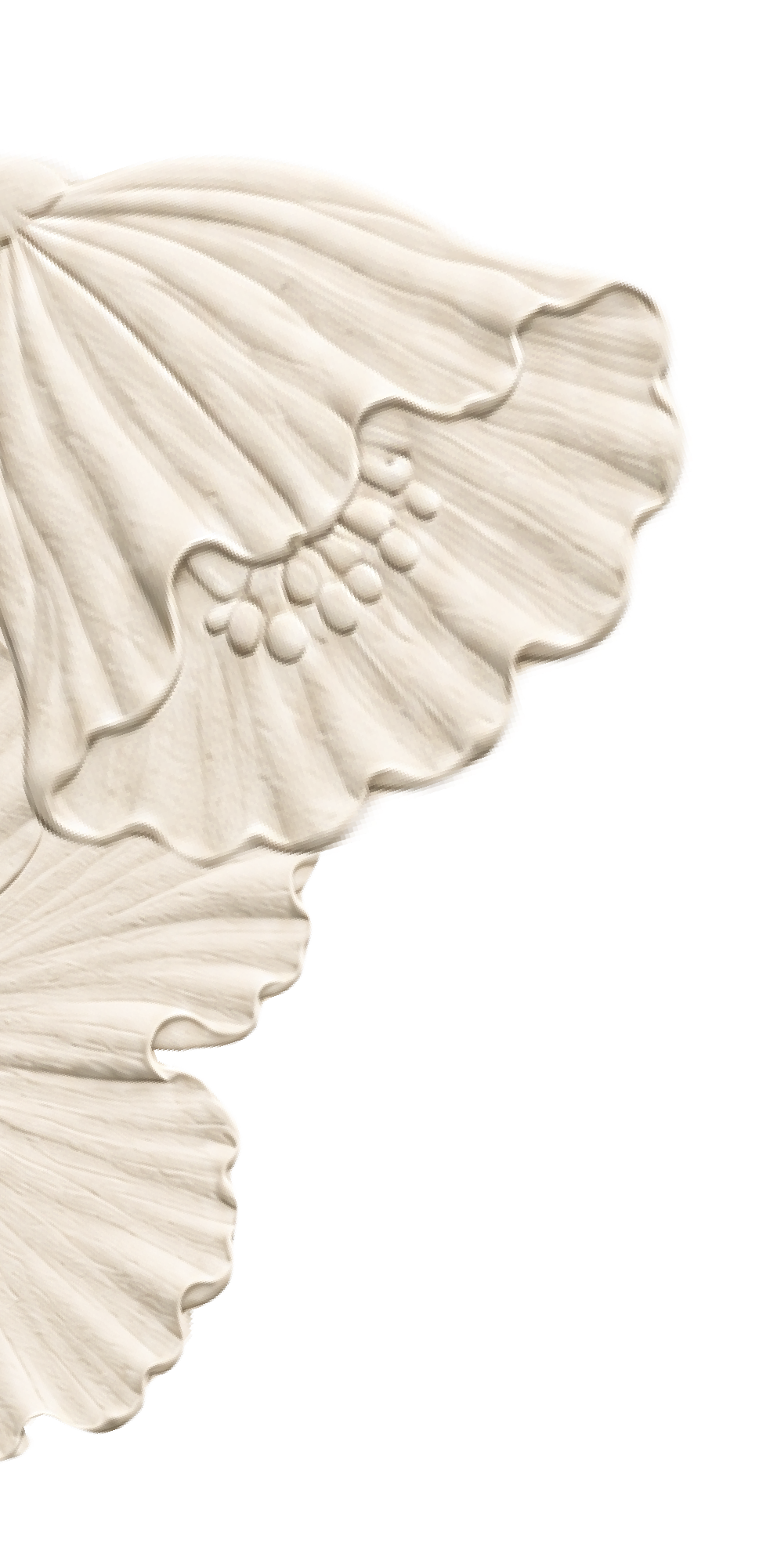 Decorative ceramic or porcelain piece featuring a botanical design of a large leaf with veins and a cluster of small berries.