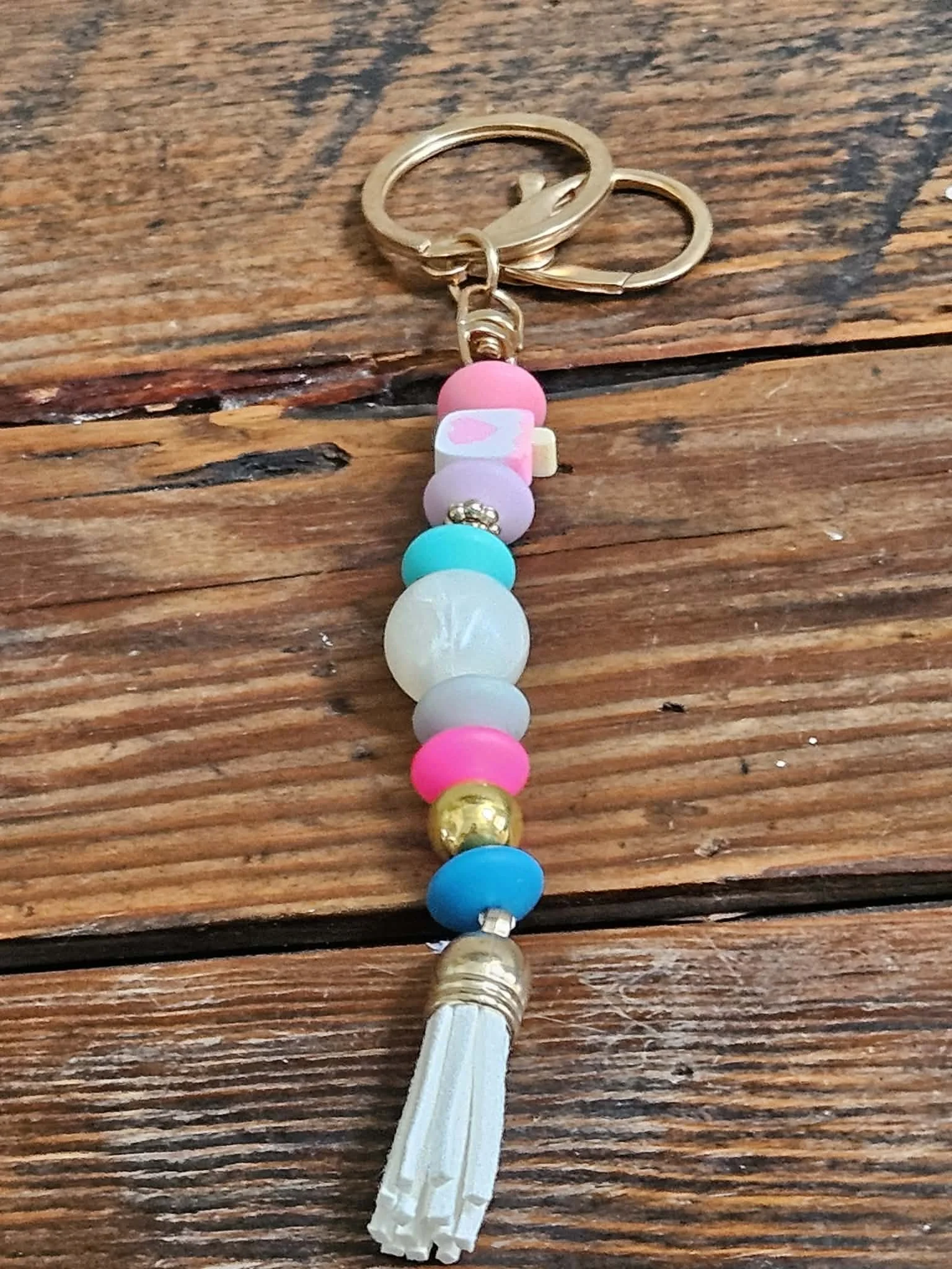 Colorful sweet Beaded Tassel Keychain